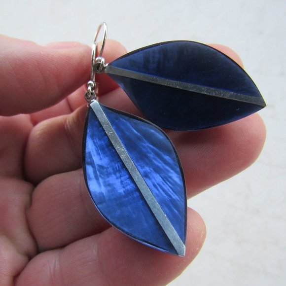 Handmade Blue African Earrings - Picture 3 of 5